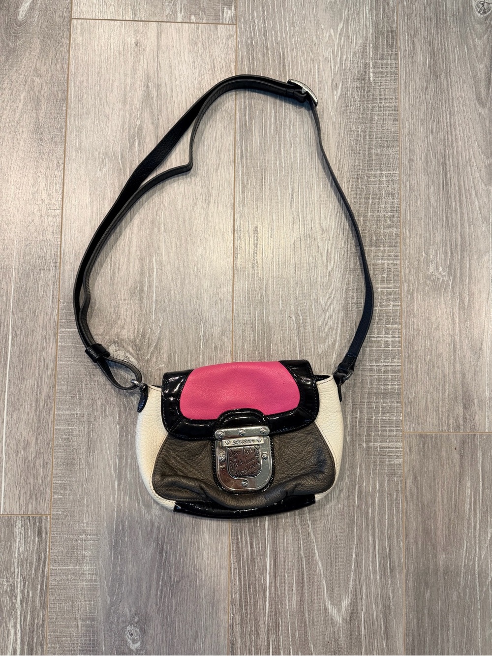 Brighton Pink, Black & White Leather Colorblock Crossbody